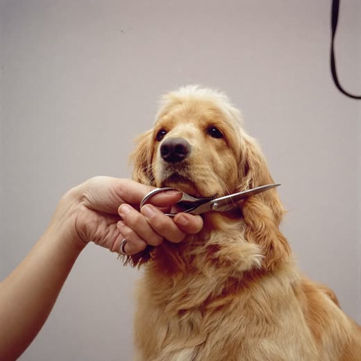A cockapoo having its face fur scissor-trimmed